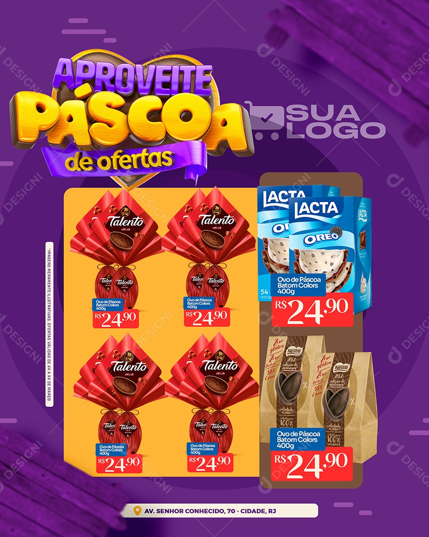 Encarte Aproveite Páscoa de Ofertas Social Media PSD Editável