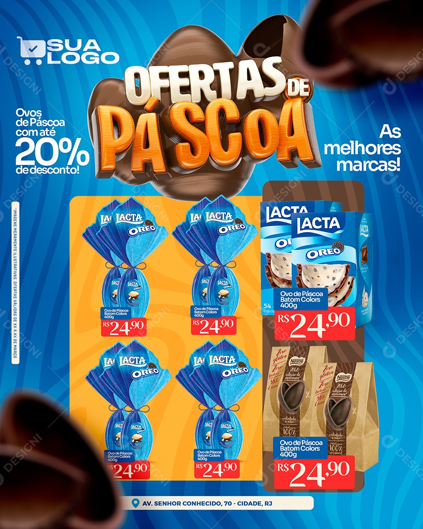 Encarte Ofertas de Páscoa Venha Conferir Social Media PSD Editável