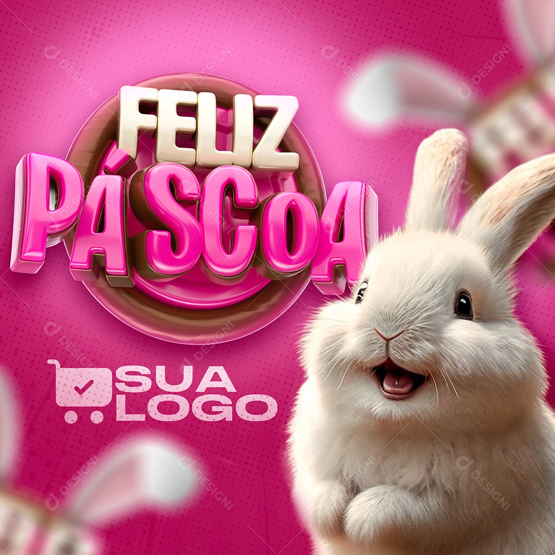 Selo 3D Para Composição Feliz Páscoa PSD