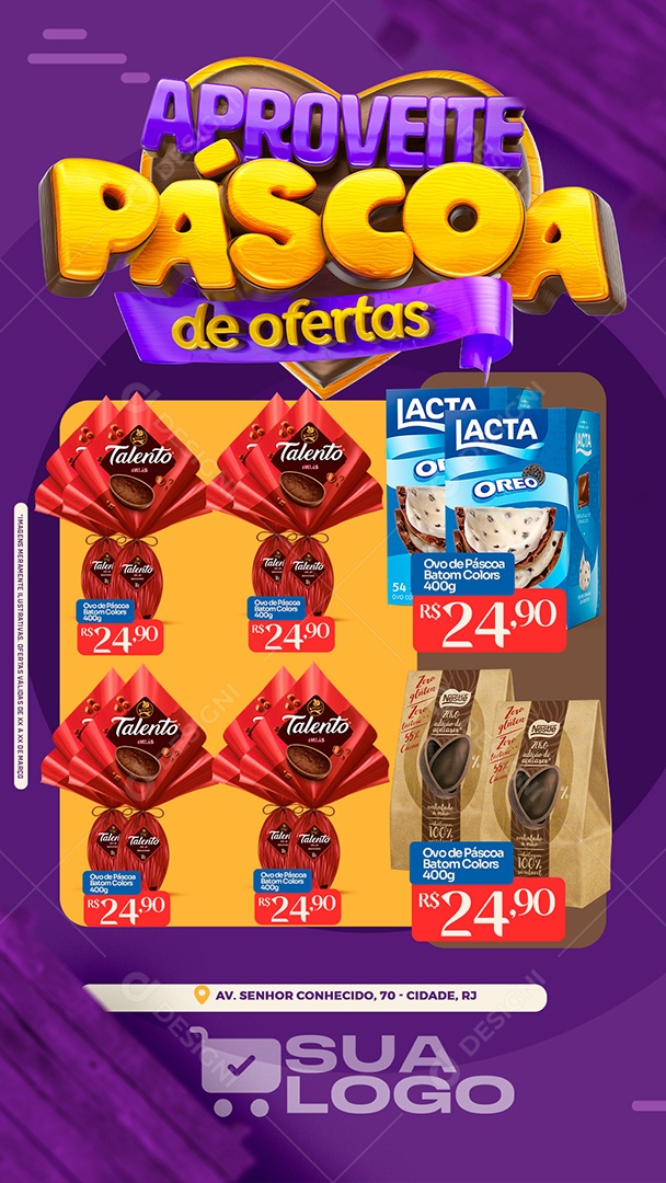 Story Encarte Aproveite Páscoa de Ofertas Social Media PSD Editável