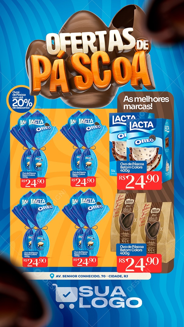 Story Encarte Ofertas de Páscoa Venha Conferir Social Media PSD Editável