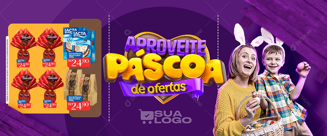 Carrossel Aproveite Páscoa de Ofertas Social Media PSD Editável