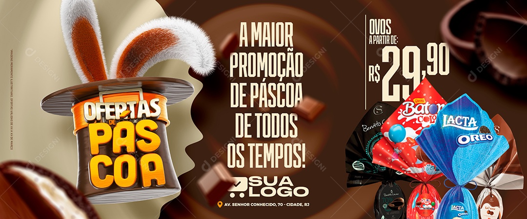 Carrossel Ofertas de Páscoa Venha Conferir Social Media PSD Editável