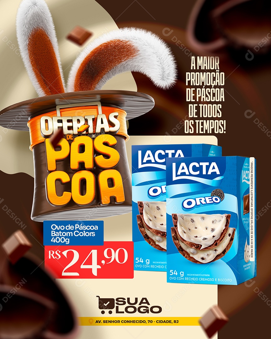 Ofertas de Páscoa Venha Conferir Social Media PSD Editável