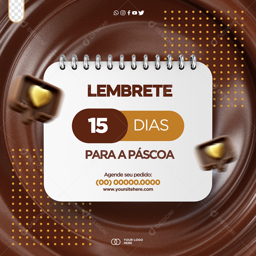 Lembrete 15 Dias Para A Páscoa Social Media PSD Editável
