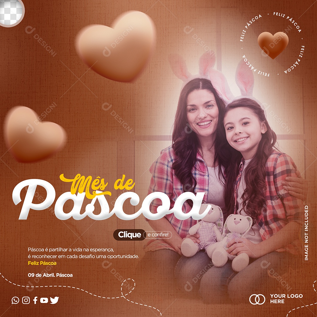 Mês De Páscoa Feliz Páscoa 9 De Abril Social Media PSD Editável