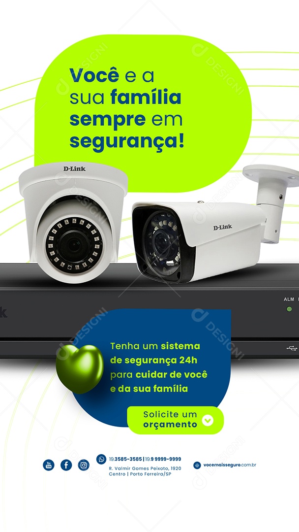 Story Segurança Eletrônica Você e a Sua Família Sempre em Segurança Social Media PSD Editável