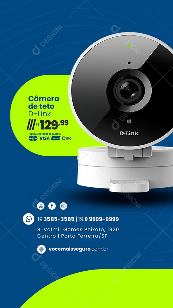Story Câmera de Teto D-Link 129,99 Segurança Eletrônica Social Media PSD Editável