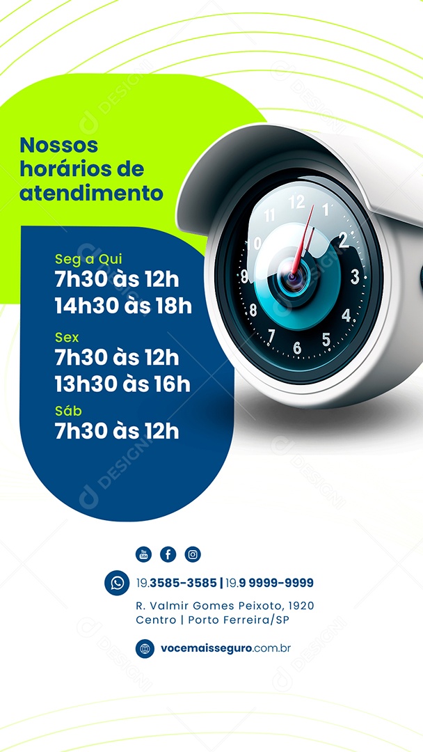 Story Nossos Horários De Atendimento Segurança Eletrônica Social Media PSD Editável