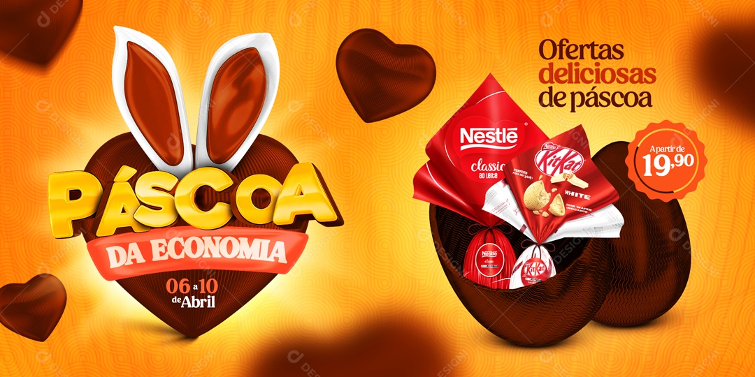 Banner Páscoa da Economia Ofertas Deliciosas de Páscoa Social Media PSD Editável