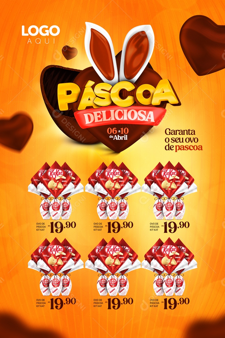 Encarte Páscoa Deliciosa Venha Conferir Social Media PSD Editável