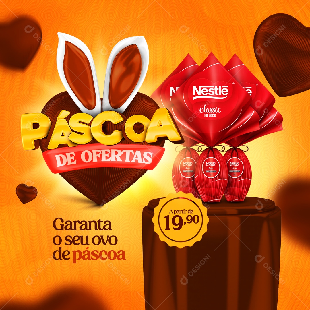 Páscoa de Ofertas Garanta o Seu Ovo de Páscoa Social Media PSD Editável