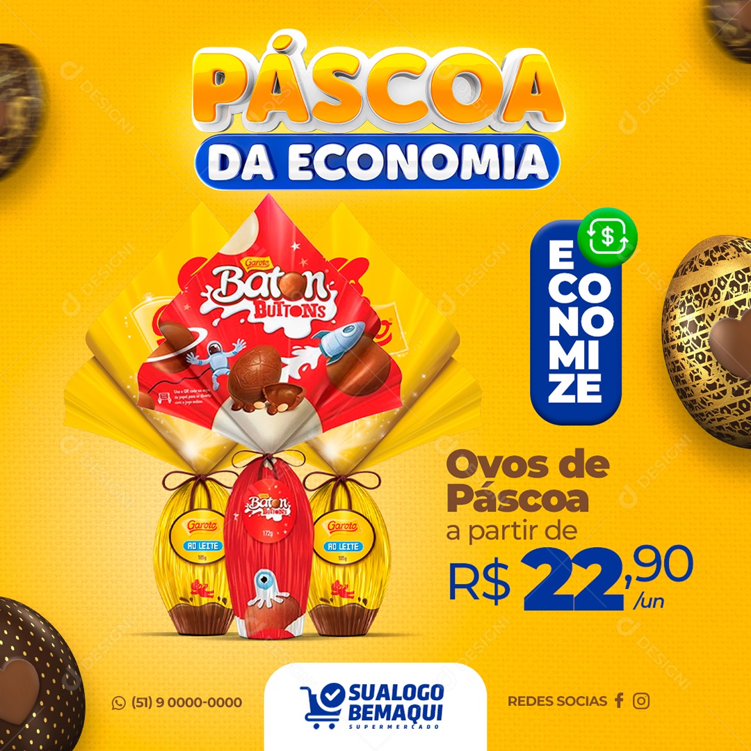 Páscoa da Economia Venha Conferir Social Media PSD Editável