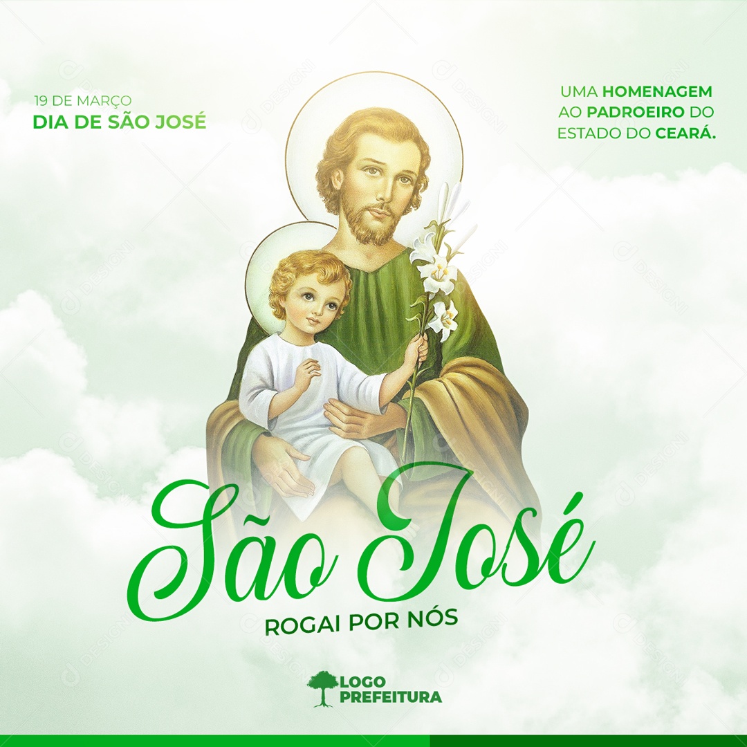 Dia de São José 19 de Março São José Rogai Por Nós Social Media PSD Editável