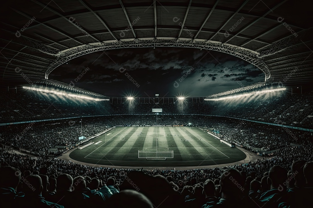 Jogo de futebol bem iluminado com jogadores em ação