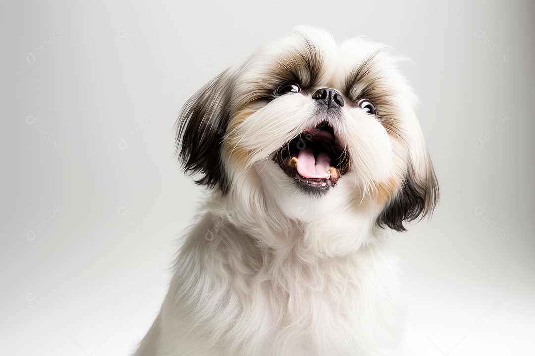 Fofo Shih Tzu em fundo branco