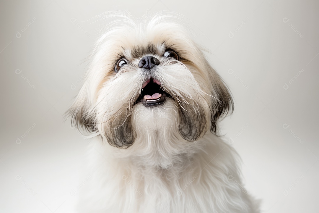 Adorável cachorro Shih Tzu de pelagem branca, IA generativa