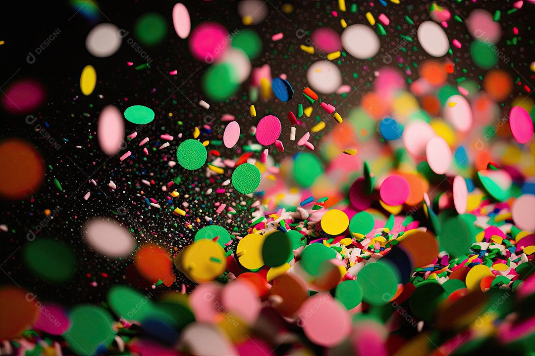 Confete neon aleatório com ponto focal branco brilhante