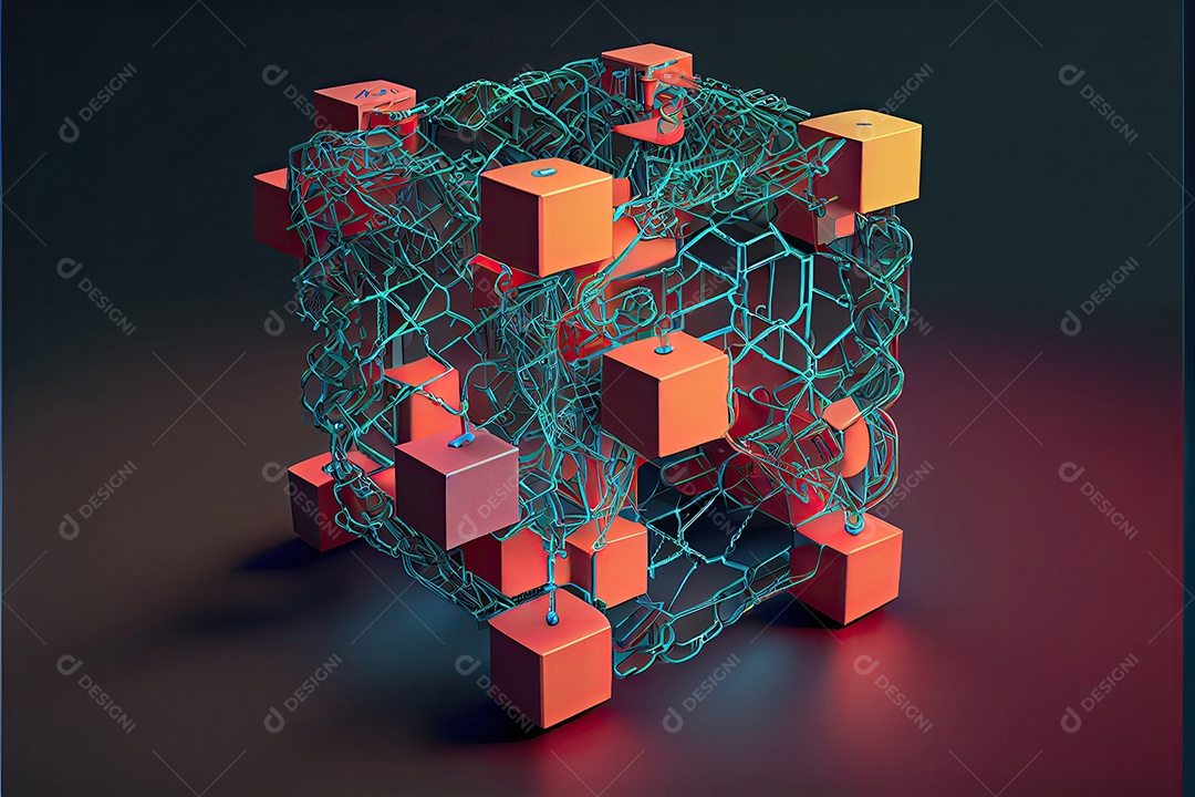 Conceito de cadeia de blocos Cadeia de conexões de rede.