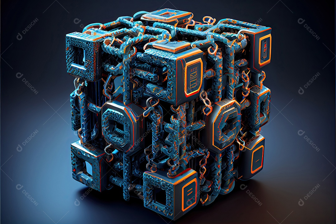 Conceito de cadeia de blocos Cadeia de conexões de rede.