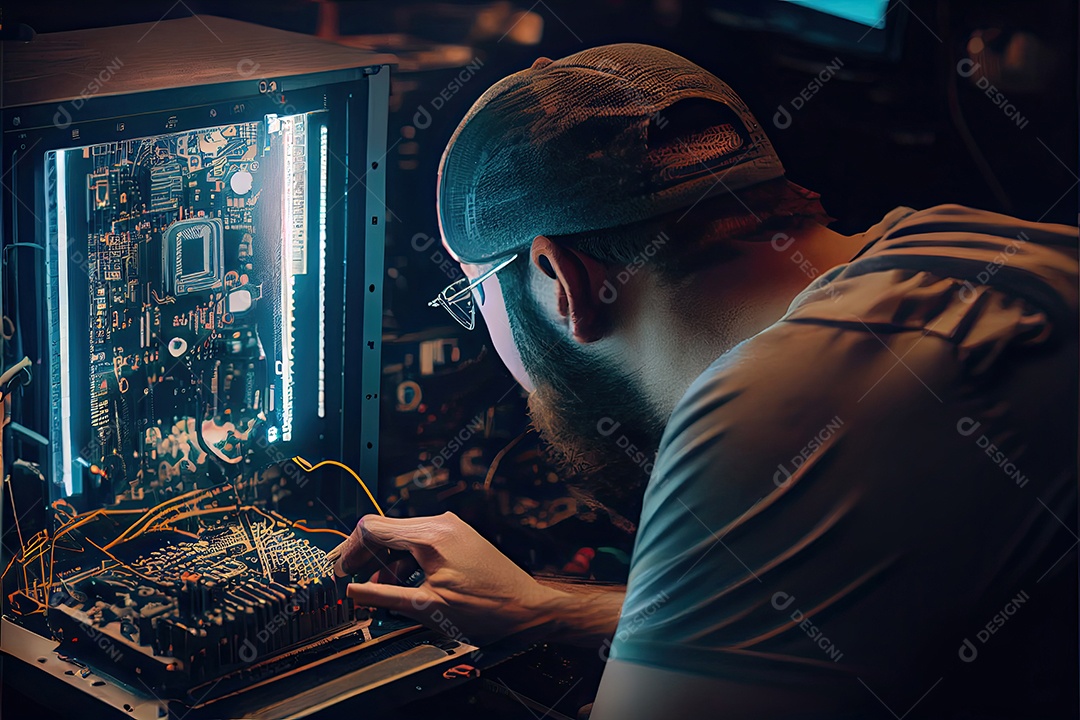 Tecnologia Blockchain e conceito de rede Empresário blockchain na mão com conexão de rede de ícones em segurança azul e fundo de conexão digital.