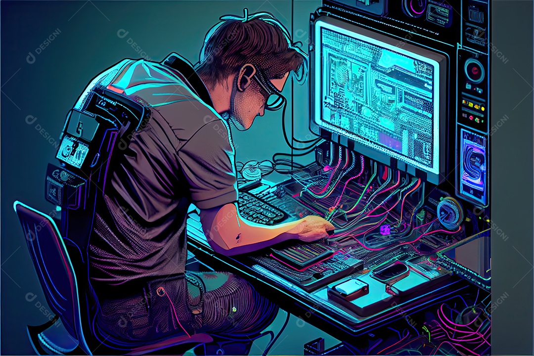 Tecnologia Blockchain e conceito de rede Empresário blockchain na mão com conexão de rede de ícones em segurança azul e fundo de conexão digital.