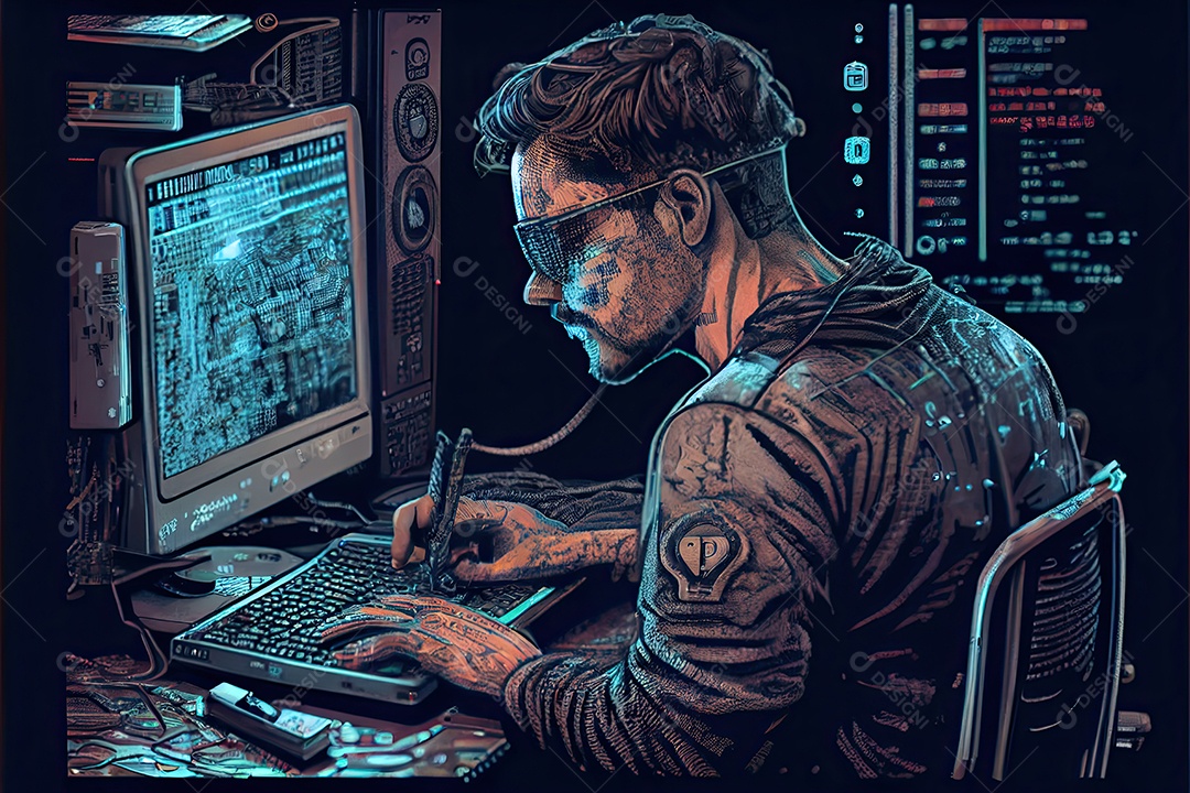 Tecnologia Blockchain e conceito de rede Empresário blockchain na mão com conexão de rede de ícones em segurança azul e fundo de conexão digital.