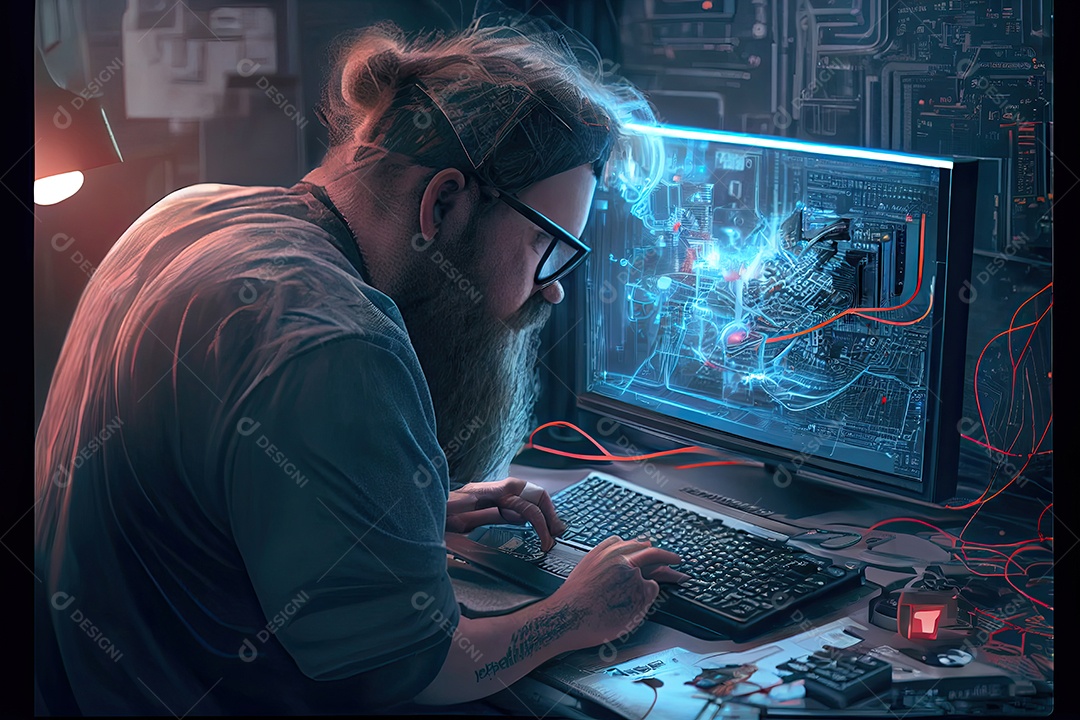 Tecnologia Blockchain e conceito de rede Empresário blockchain na mão com conexão de rede de ícones em segurança azul e fundo de conexão digital.