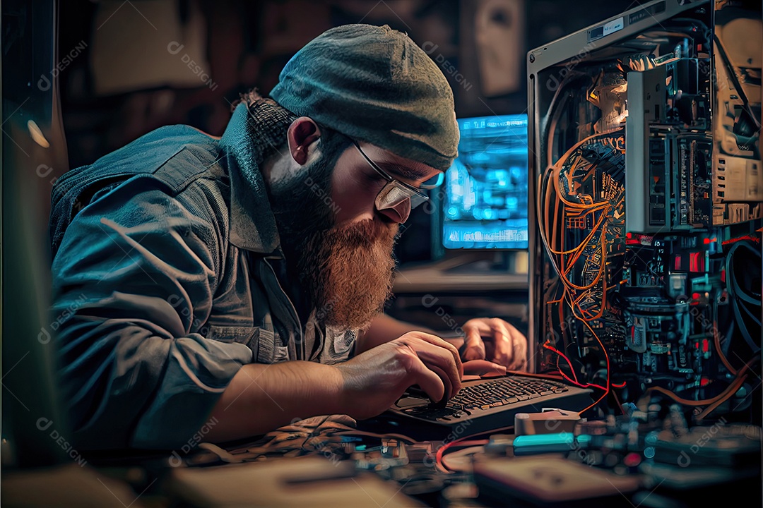 Tecnologia Blockchain e conceito de rede Empresário blockchain na mão com conexão de rede de ícones em segurança azul e fundo de conexão digital.