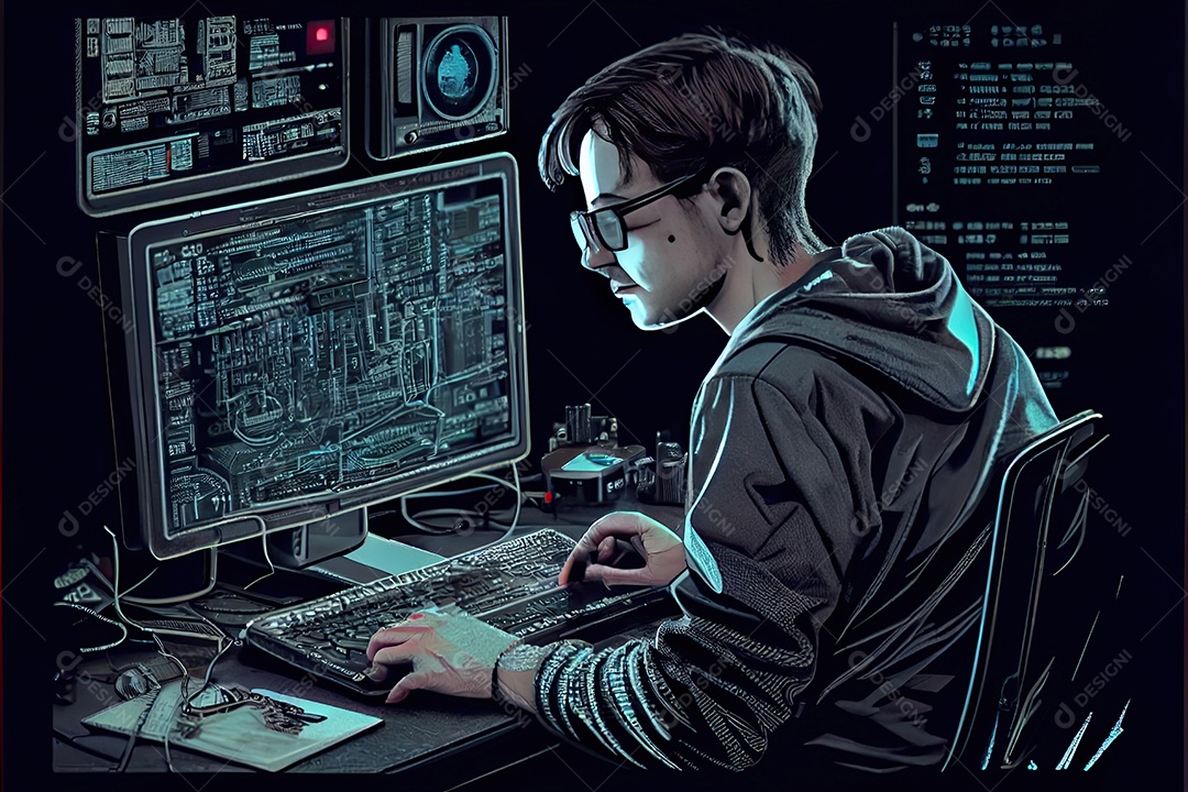 Tecnologia Blockchain e conceito de rede Empresário blockchain na mão com conexão de rede de ícones em segurança azul e fundo de conexão digital.