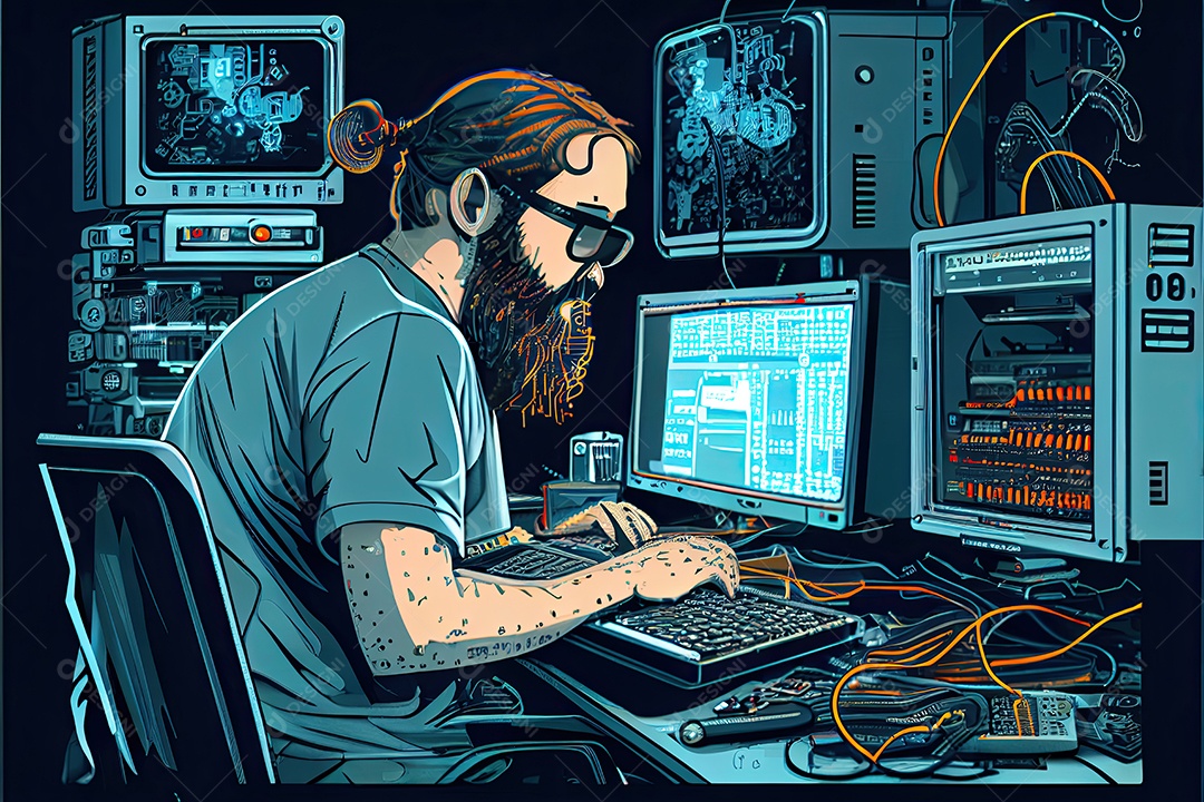 Tecnologia Blockchain e conceito de rede Empresário blockchain na mão com conexão de rede de ícones em segurança azul e fundo de conexão digital.