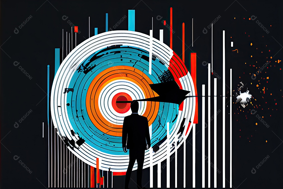 Objetivos e conquistas de negócios e tecnologia Empresário desenha aumento gráfico de setas ano de crescimento futuro corporativo Gráfico de estatísticas de resolução de ano novo receita crescente.