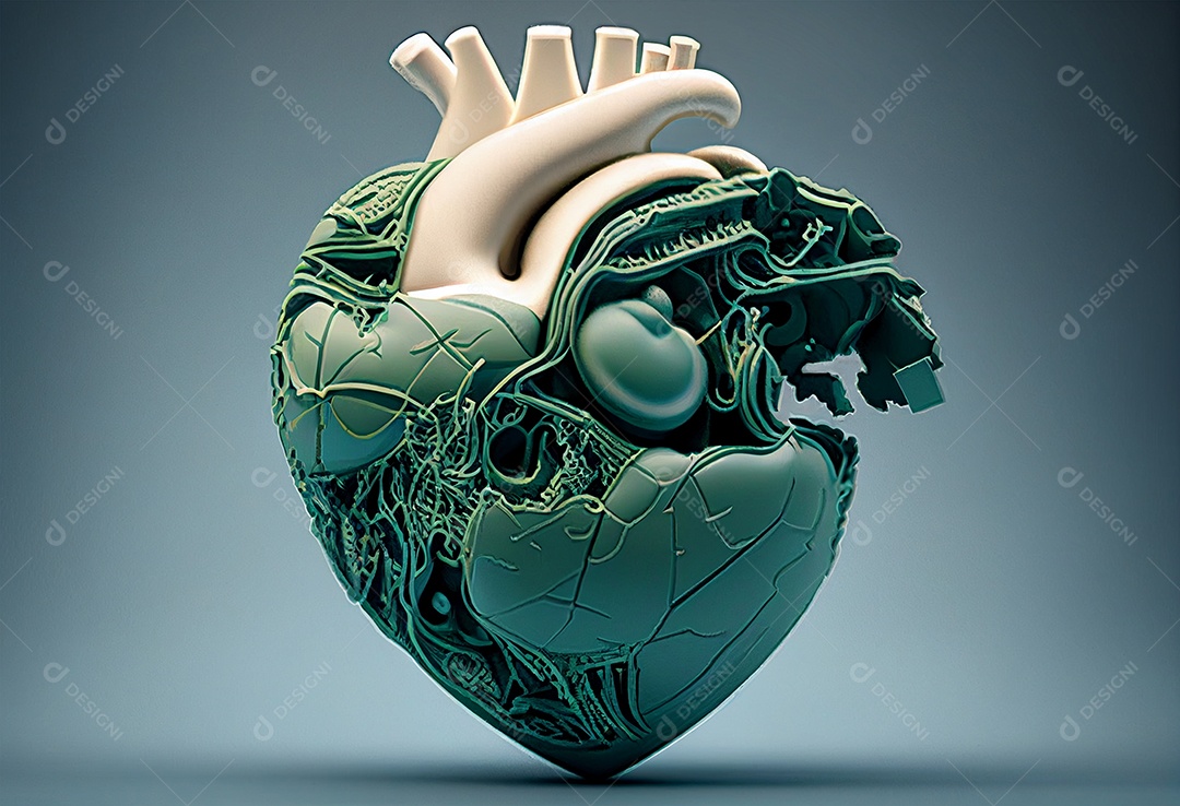 Fundo ilustração coração saudável em 3D sobre background gerado por IA