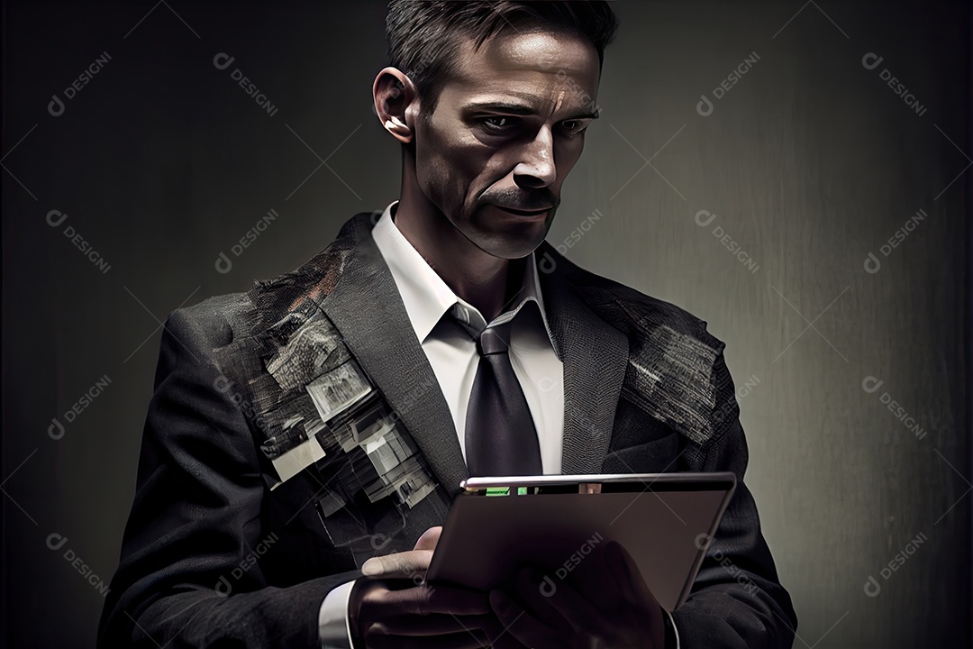 Empresário usando tecnologia.