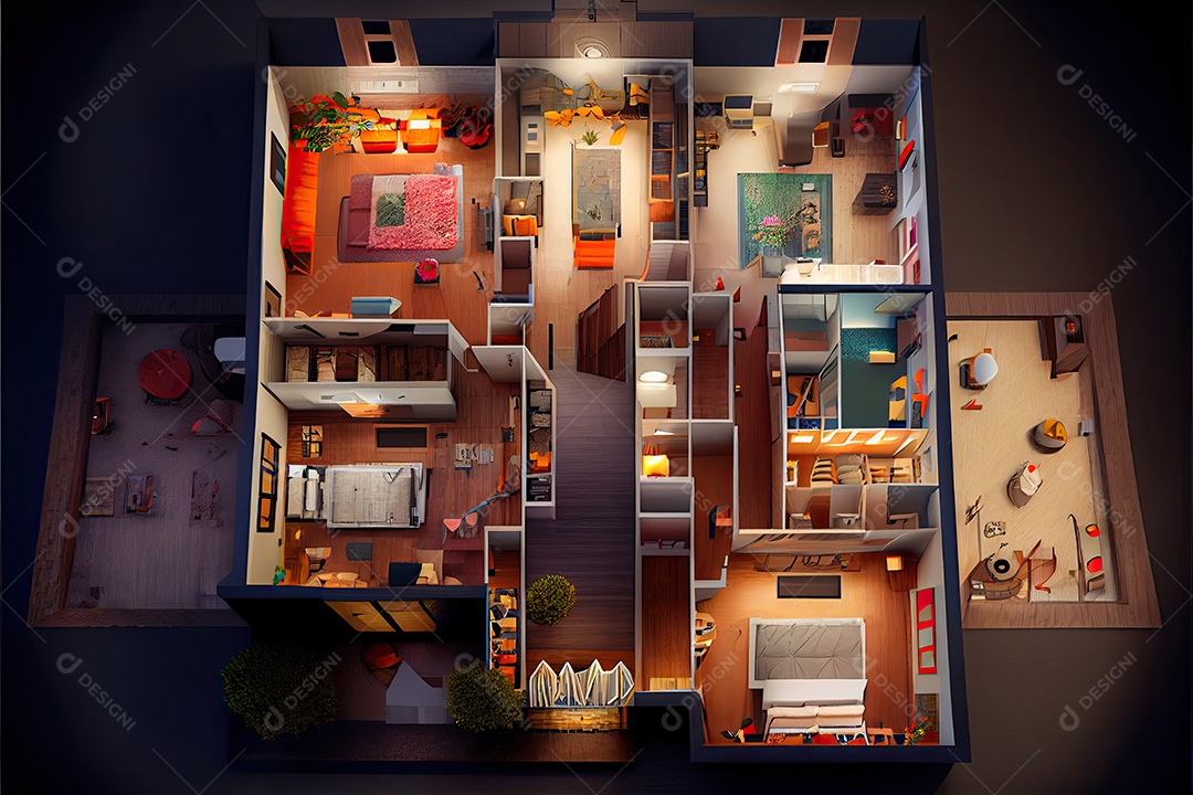 Planta da casa dos sonhos, em foco nítido.