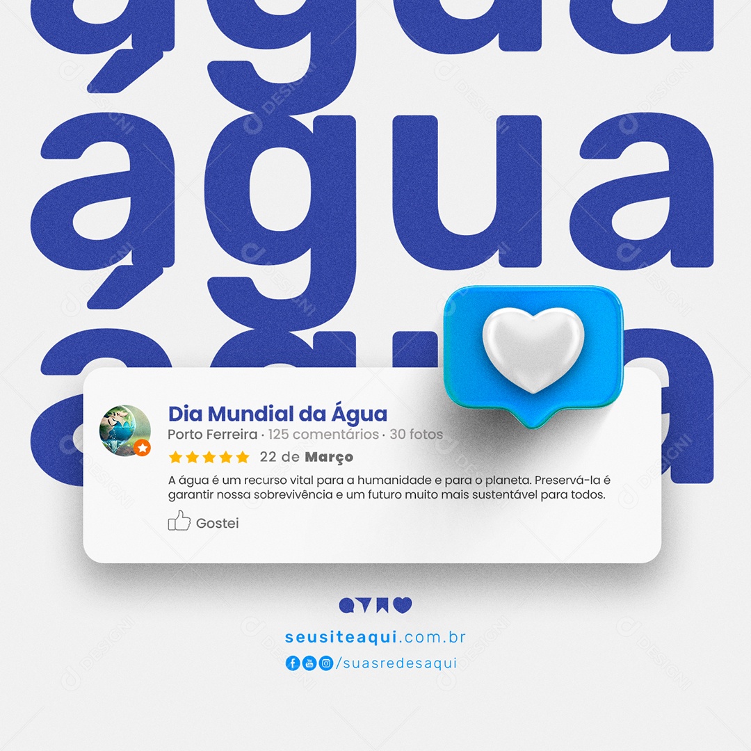 A Água é Um Recurso Vital Dia Mundial da Água Social Media PSD Editável