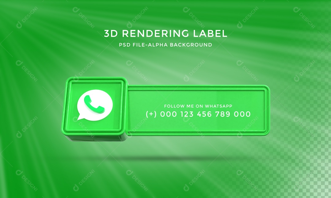 Placa 3D Para Composição de Texto Verde WhatsApp PSD