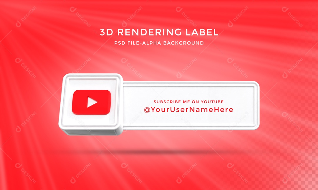 Placa 3D Para Composição de Texto Branco YouTube PSD