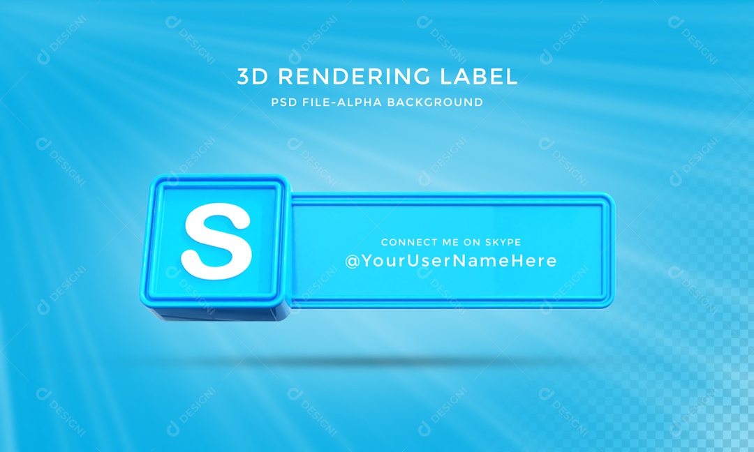 Placa 3D Para Composição de Texto Azul Skype PSD