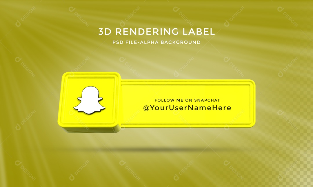 Placa 3D Para Composição de Texto Amarelo Snapchat PSD