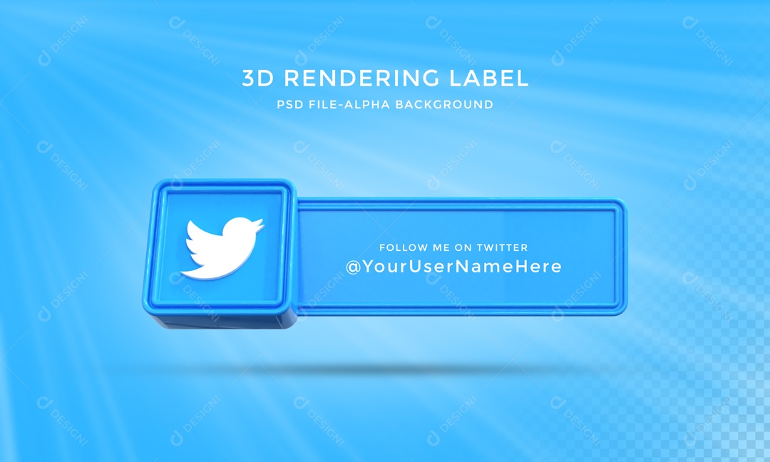 Placa 3D Para Composição de Texto Azul Twitter PSD