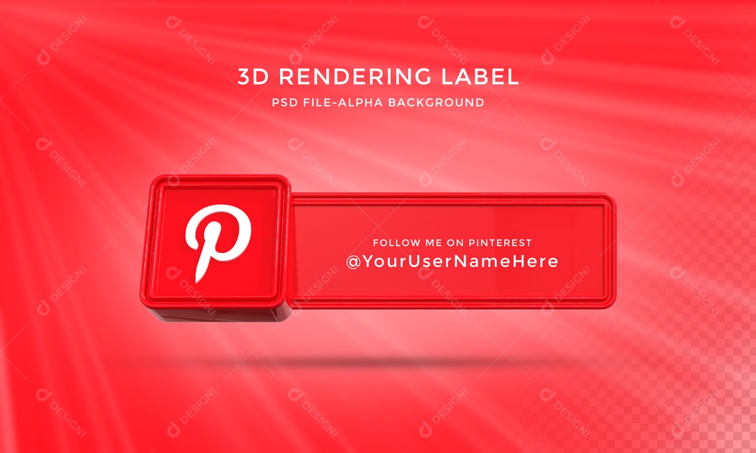 Placa 3D Para Composição de Texto Vermelha Pinterest PSD