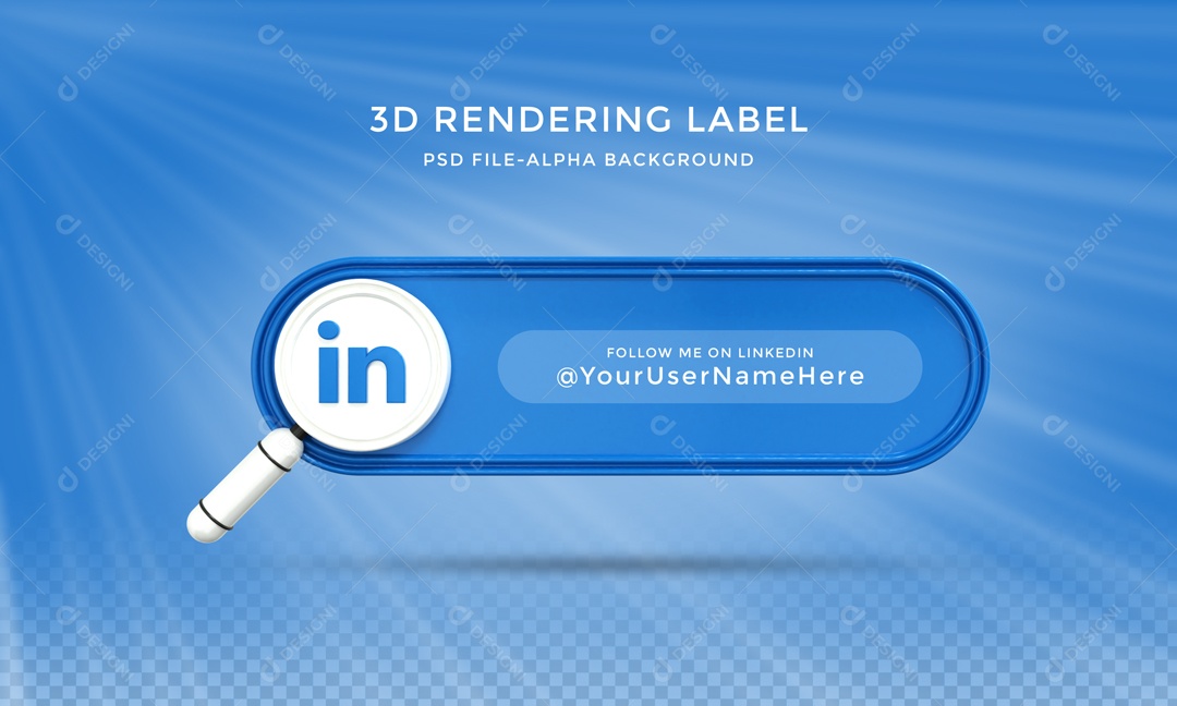 Placa LinkedIn Social Media Elemento 3D PSD