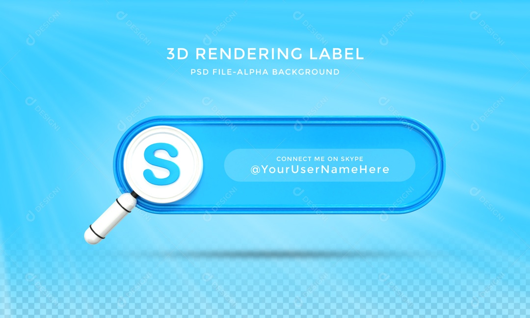 Placa Skype Social Media Elemento 3D PSD