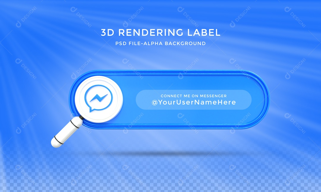 Placa Messenger Social Media Elemento 3D PSD