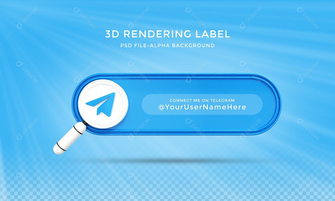 Placa Telegram Social Media Elemento 3D PSD
