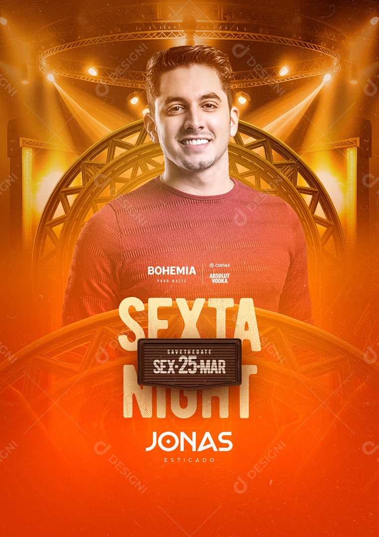 Sexta Nigth Jonas Esticado Flyer Social Media PSD Editável