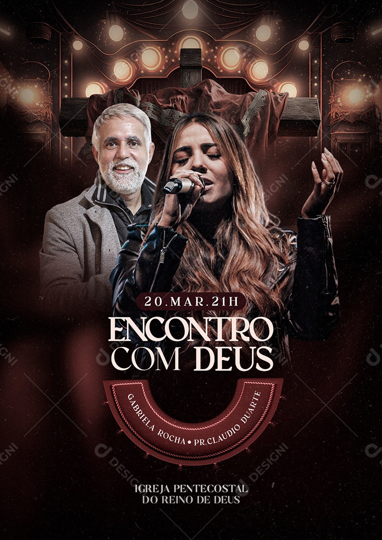 Encontro Com Deus Gabriel Rocha Pr Claudio Duarte Flyer Social Media PSD Editável