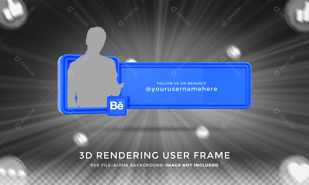 Placa De Mídias Sociais Do Behance Em Moldura Elemento 3D PSD