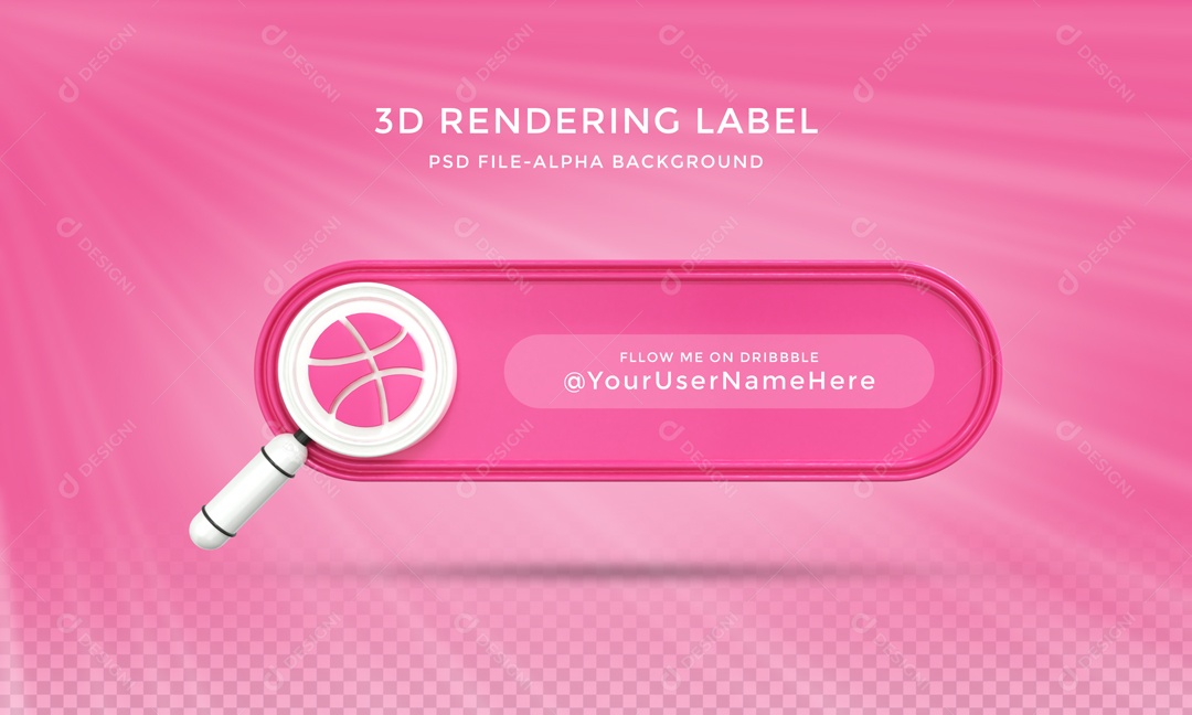 Placa Dribbble Social Media Elemento 3D PSD
